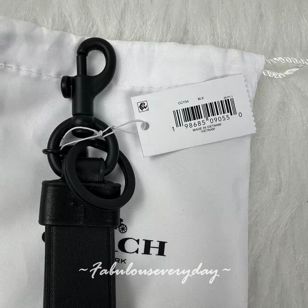 Coach Loop Bag Charm In Leather/Black CCY34 - Picture 4 of 6
